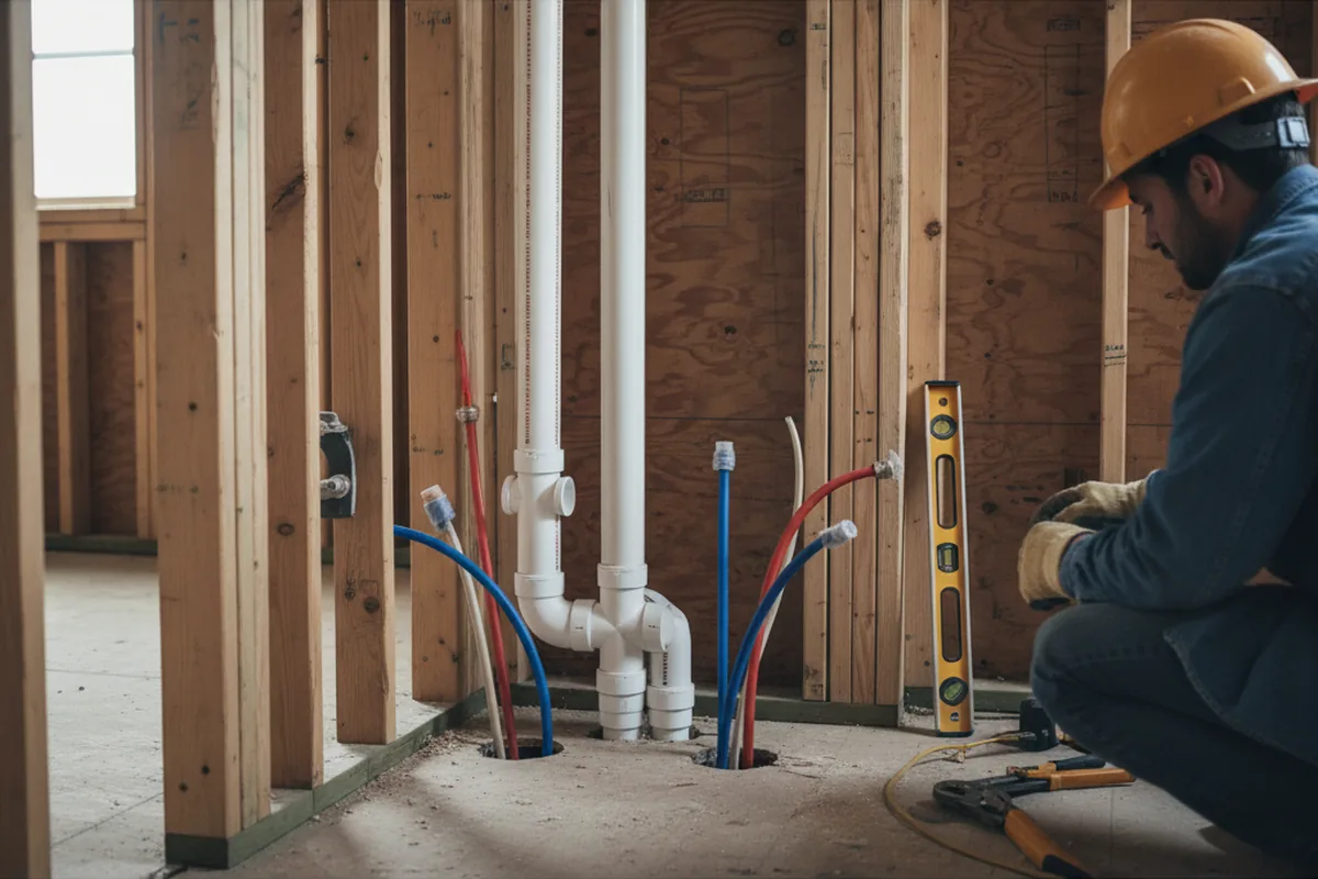 Drain and supply rough-in during Drain Cleaning in Marland