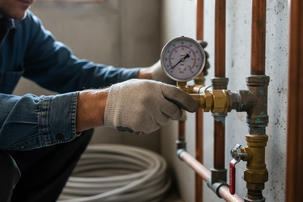 Pressure testing a repaired line during Water Line Repair in Marland